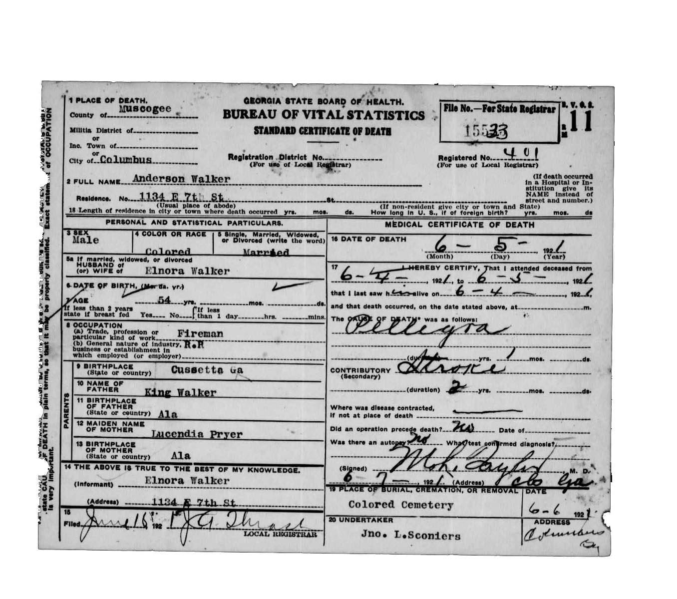 death certificate